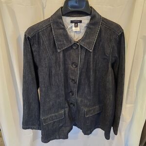 Land's End Womens 26W Jacket Dark Wash Denim Big Buttons